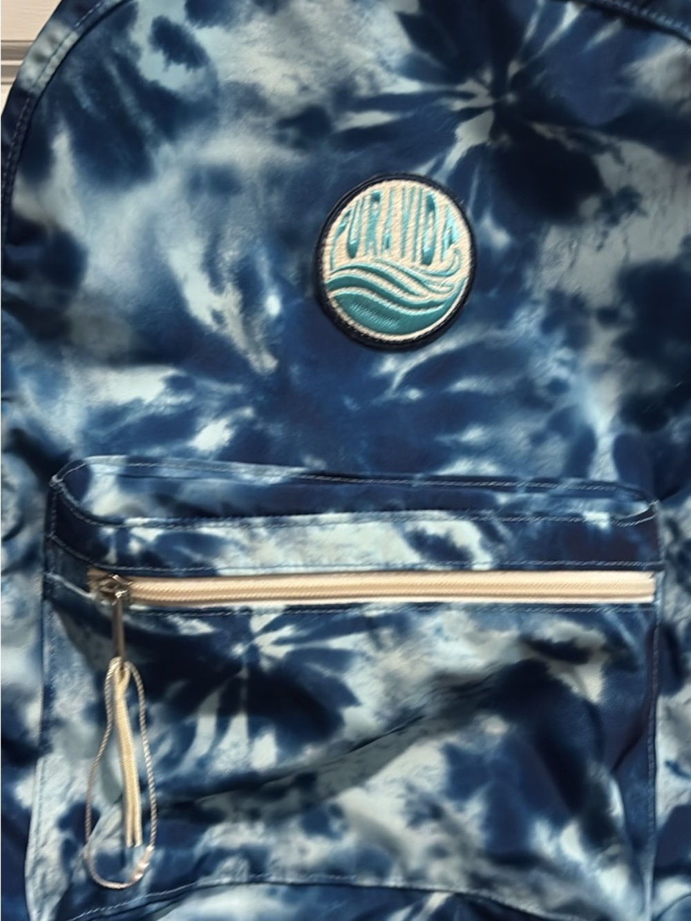 Tie-Dye Blue Women's Backpack with Front Zip Pocket